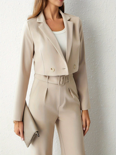 Damen Anzug Set Hohe Taille Hose Blazer Twinset