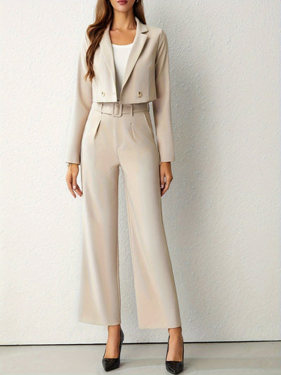 Damen Anzug Set Hohe Taille Hose Blazer Twinset