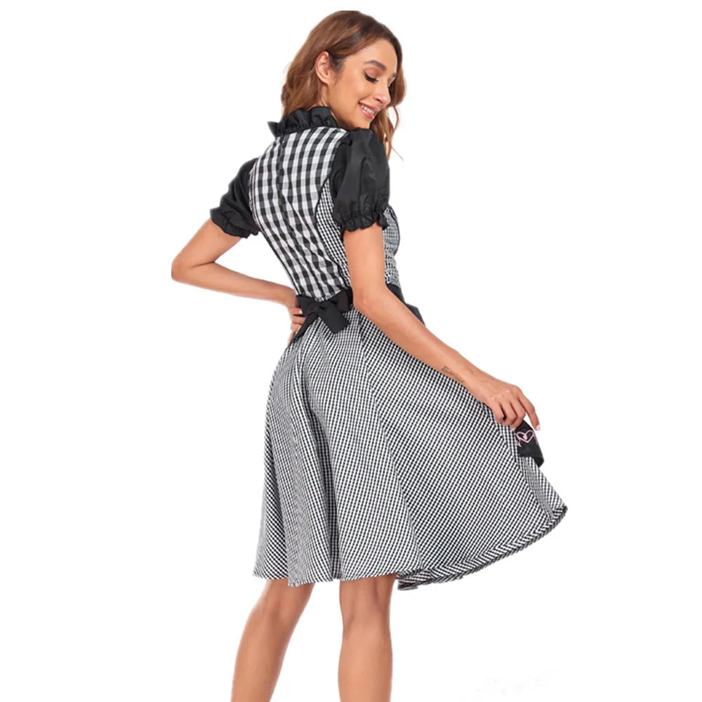 Damen Dirndl Kleid Baumwolle Traditionell für Oktoberfest