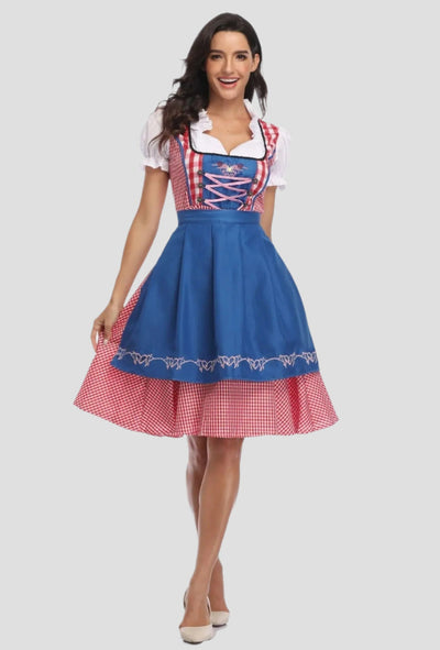Damen Dirndl Kleid Traditionell Elegant mit Passender Schürze