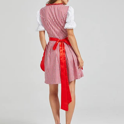 Damen Dirndlkleid Baumwolle Festlich Schwarz mit Karomuster