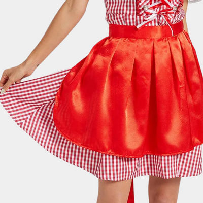 Damen Dirndlkleid Baumwolle Traditionell Trachtenkleid für Oktoberfest und Feste