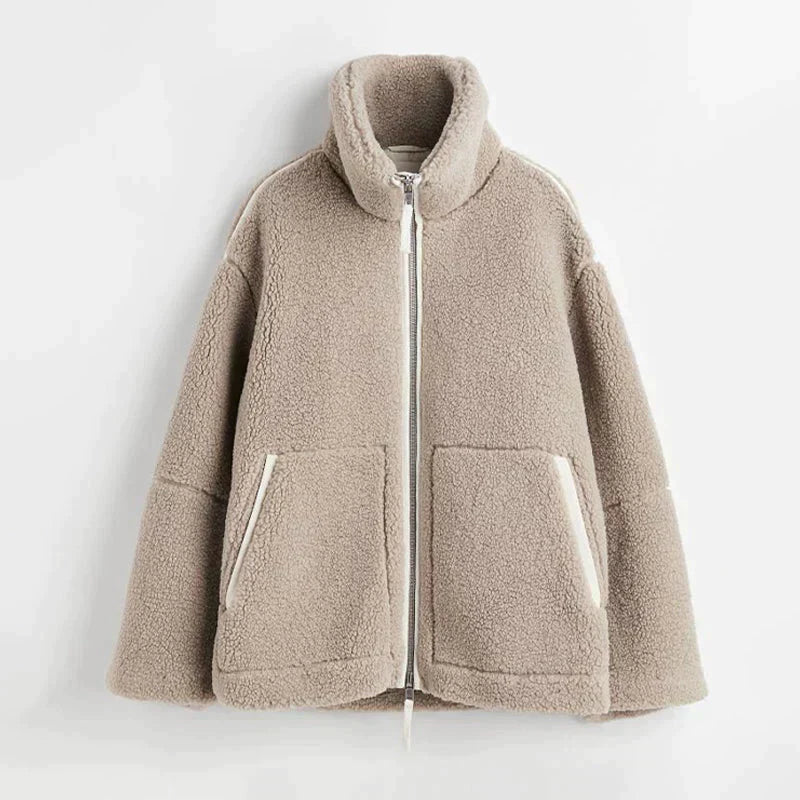 Damen Fleece Jacke Oversized Stil