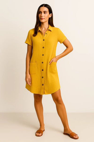 Damen Geknöpftes Sommerhemdkleid