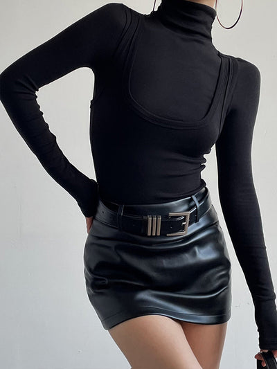 Damen Oberteil Jersey Stehkragen Langarm Regulär