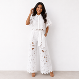 Damen Set Isabela: Elegante Bluse und Hose für besondere Anlässe – Weiß