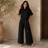 Damen Set Isabela: Elegante Bluse und Hose für besondere Anlässe – Schwarz - Vorab
