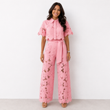 Damen Set Isabela: Elegante Bluse und Hose für besondere Anlässe – Rosa