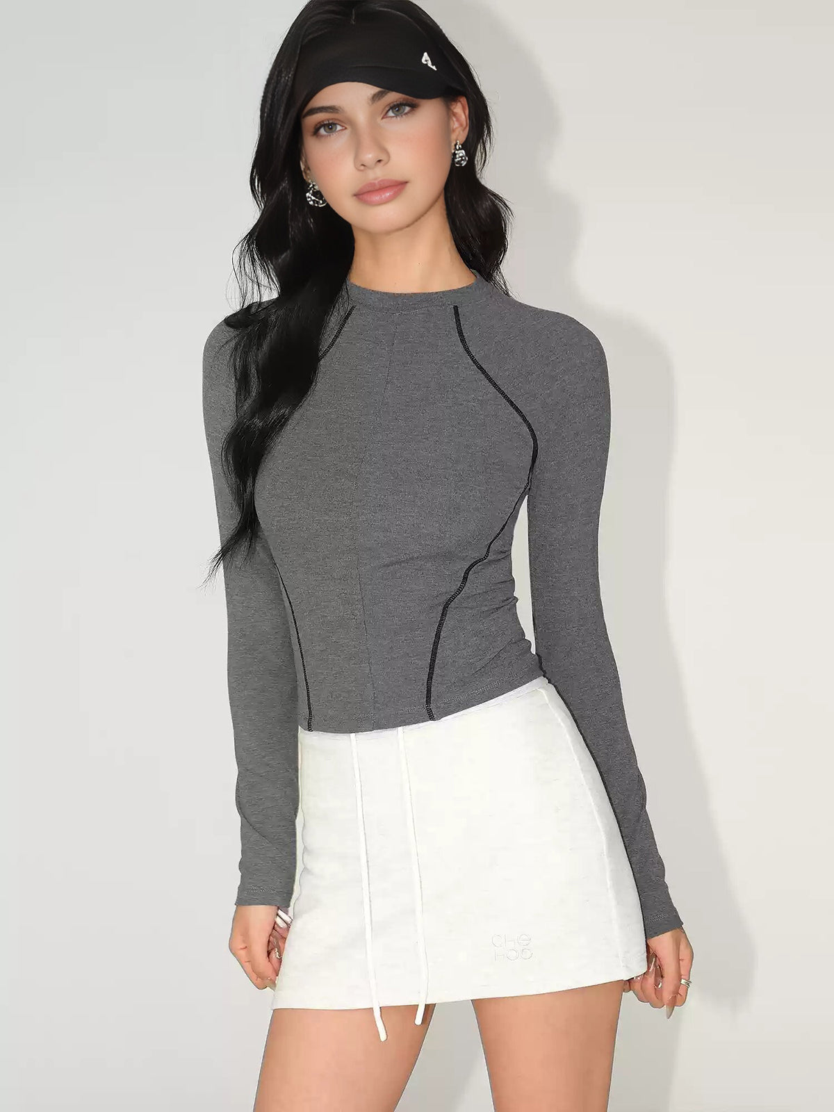 Damen Slim Jersey Top mit Kontrastpaspelierung
