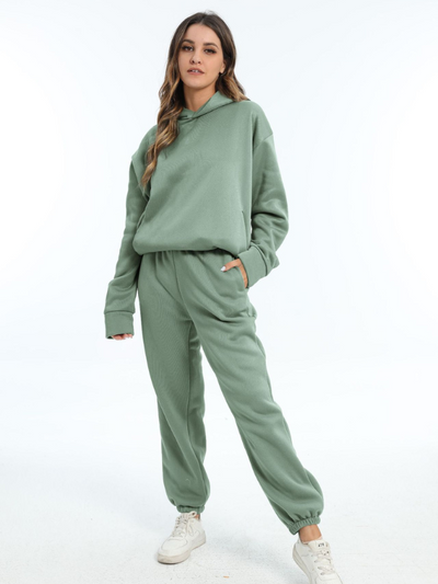 Damen Sportbekleidung Set - Kapuzen-Sweatshirt und Sporthosen für Freizeit und Fitness
