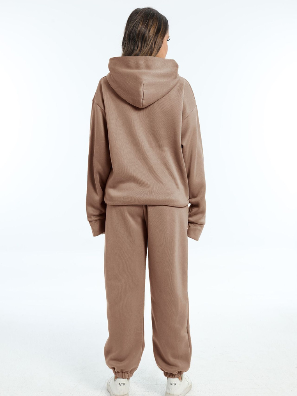 Damen Sportbekleidung Set - Kapuzen-Sweatshirt und Sporthosen für Freizeit und Fitness