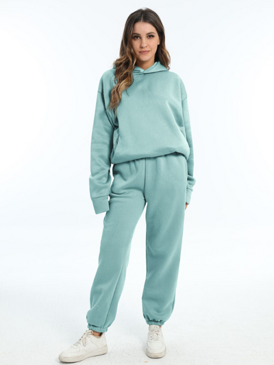 Damen Sportbekleidung Set - Kapuzen-Sweatshirt und Sporthosen für Freizeit und Fitness