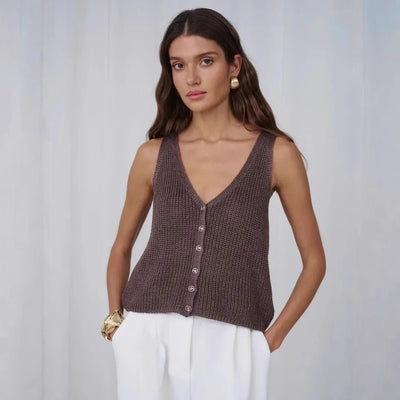 Damen Stricktop Baumwolle V-Ausschnitt