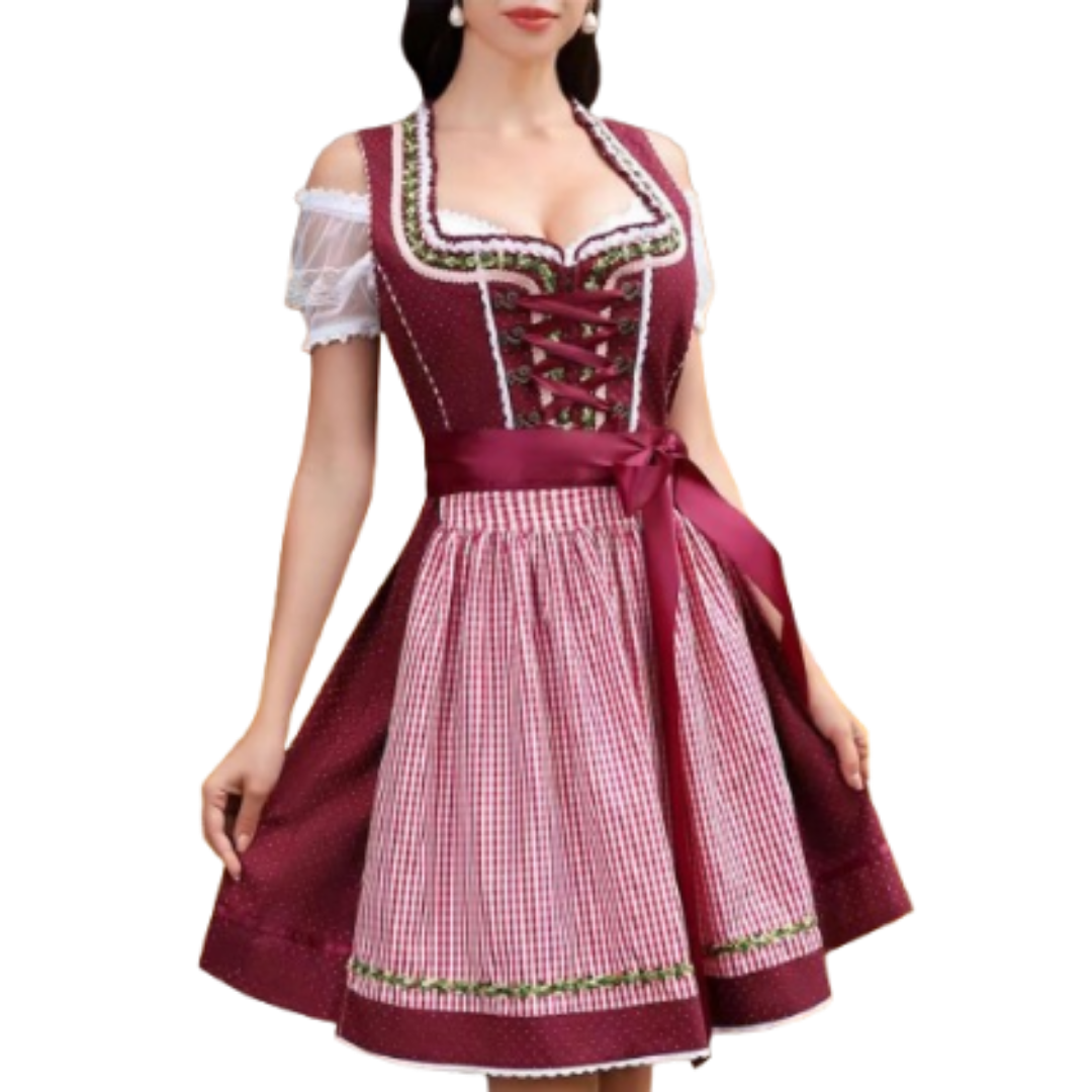 Damen Trachtenkleid Polyester Festlich - Elegantes Dirndl Kleid für Oktoberfest und Hochzeiten