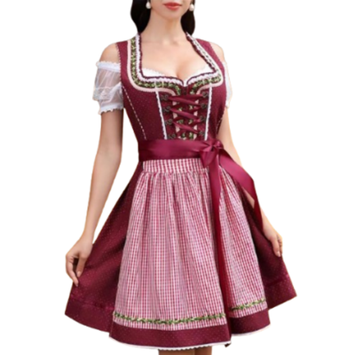 Damen Trachtenkleid Polyester Festlich - Elegantes Dirndl Kleid für Oktoberfest und Hochzeiten