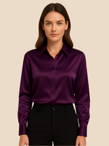 Damenbluse | Klassischer Hemdkragen & eleganter Fall – Violett