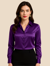 Damenbluse | Klassischer Hemdkragen & eleganter Fall – Lavendel