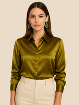 Damenbluse | Klassischer Hemdkragen & eleganter Fall – Gelb