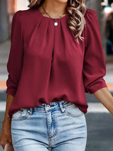 Damenbluse | Weite Ärmel & Eleganter Fall – Rot