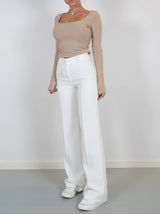 Damenhose | Hohe Taille & Gerade Beine – Weiß