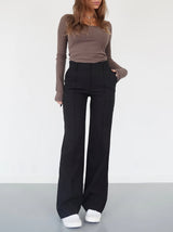 Damenhose | Hohe Taille & Gerade Beine – Schwarz