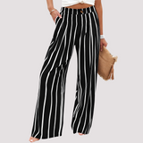 Damenhose | Weites Bein & High-Waist-Komfort – Hellgrau
