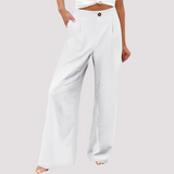 Damenhose | Weites Bein & High-Waist-Komfort – Weiß