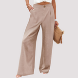 Damenhose | Weites Bein & High-Waist-Komfort – Khaki