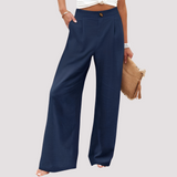 Damenhose | Weites Bein & High-Waist-Komfort – Blau