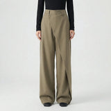 Damenhose | Wide-Leg Schnitt & Wickel-Optik für Elegante Linie – Khaki