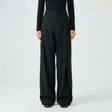 Damenhose | Wide-Leg Schnitt & Wickel-Optik für Elegante Linie – Schwarz