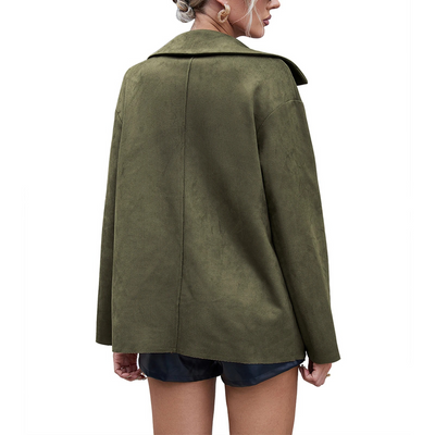 Damenjacke Wildleder Mit Knopfverschluss Elegantes Design