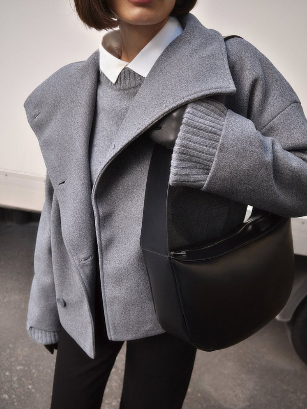 Damenjacke mit Doppelverschluss und Schalkragen für Herbst und Winter