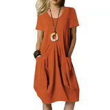 Damenkleid Tunika Damen | Taschenkomfort & Sofort Gepflegt – Aprikos