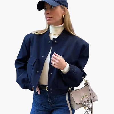 Damen kurze Bomberjacke mit Klappentaschen