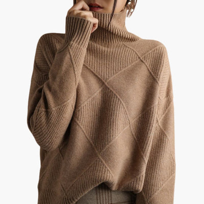 Damen pullover mit Rollkragen und Struktureinsätzen