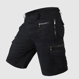Dominic | Herren Multi-Taschen Reißverschluss Cargo-Shorts – Schwarz