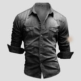 Denim Hemd Herren | Druckknopfleiste & Brusttaschen – Dunkelgrau