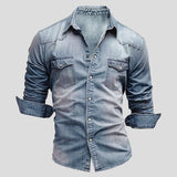 Denim Hemd Herren | Druckknopfleiste & Brusttaschen – Hellblau
