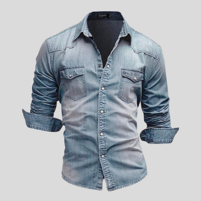 Denim Hemd - Langarm - Slim Fit - Button-Up Hemd - Herrenhemden
