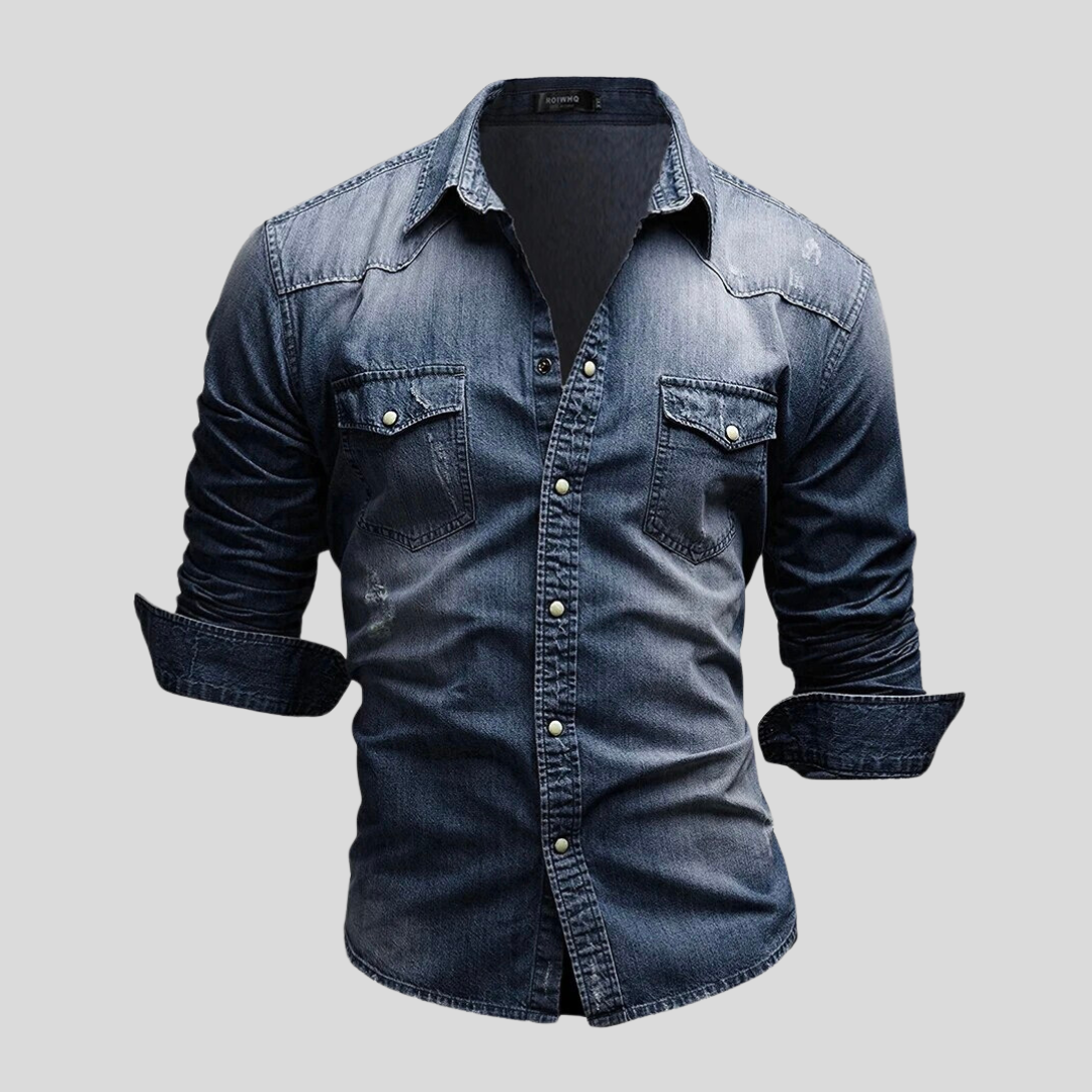 Denim Hemd - Langarm - Slim Fit - Button-Up Hemd - Herrenhemden