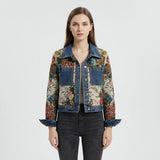 Denim Jacke Damen | Gekürzter Schnitt & Statement-Druck – Dunkelblau