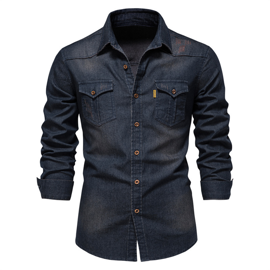 Denim Shirt | Button-Up | Collared | Langarmhemd | Herrenhemd