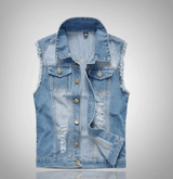 Denim Weste Herren | Ärmellos & markanter Streetwear-Look – Hellblau