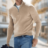 Roland | Herren Freizeitpullover mit Reißverschluss am Kragen – Braun