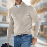 Roland | Herren Freizeitpullover mit Reißverschluss am Kragen – Beige