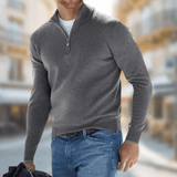 Roland | Herren Freizeitpullover mit Reißverschluss am Kragen – Grau