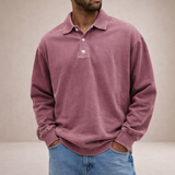 DIVENZIO – LÄSSIGES HERREN-POLOHEMD MIT LANGEN ÄRMELN – Rosa