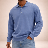 DIVENZIO – LÄSSIGES HERREN-POLOHEMD MIT LANGEN ÄRMELN – Blau