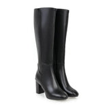 Knielange Damenstiefel mit Absatz - Sienna – Schwarz